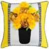 Outdoor Striped Floral Roses Decorative Pillow