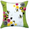 Bees & Flowers Dimensional Indoor/Outdoor Pillow -Throw Pillows Discount 3030312156 RLLD 1