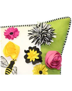 Bees & Flowers Dimensional Indoor/Outdoor Pillow -Throw Pillows Discount 3030312156 RLLD 3