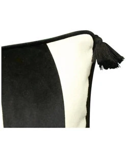 Striped Tassel Faux Linen & Velvet Lumbar Decorative Pillow -Throw Pillows Discount 3030422740 RLLD 4