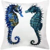 Pair Of Seahorses Printed Outdoor Pillow -Throw Pillows Discount 3030591022 RLLD 1