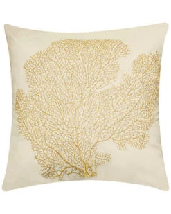 Indoor/Outdoor Embroidered Coral Pillow