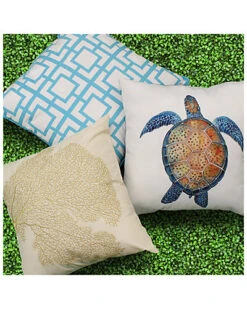 Indoor/Outdoor Embroidered Coral Pillow -Throw Pillows Discount 3030591025 RLLD 3