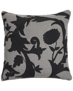 Floral Crewel Embroidered Pillow