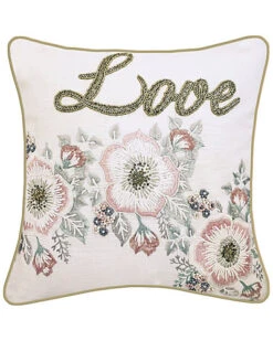Floral Beaded Love Decorative Pillow
