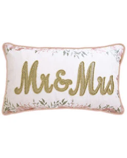 Celebrations Floral Beaded "Mr & Mrs" Decorative Pillow