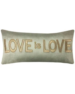 Gold Embroidered Love Is Love Decorative Pillow