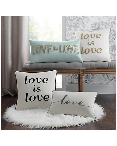 Gold Embroidered Love Is Love Decorative Pillow 5 Gold Embroidered Love Is Love Decorative Pillow - Image 3