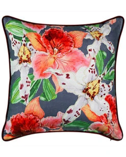 Lily Beaded Floral Decorative Pillow