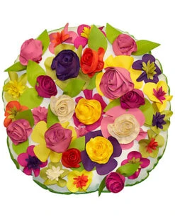 Dimensional Spring Floral Round Decorative Pillow
