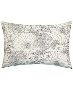Fine Line Embroidered Floral Indoor/Outdoor Decorative Pillow