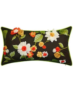 Indoor/Outdoor Dimensional Delightful Dahlia Lumbar Pillow
