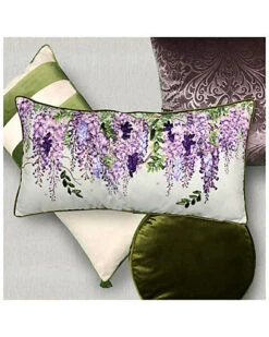 Velvet Lumbar Pillow With Striped Tassel & Faux Linen Details 7 Velvet Lumbar Pillow With Striped Tassel & Faux Linen Details -Throw Pillows Discount 3030591168 RLLD 3