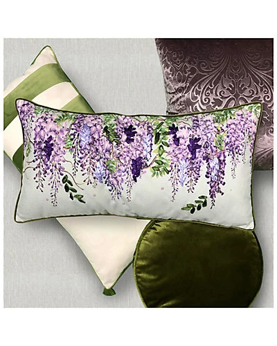 Velvet Lumbar Pillow With Striped Tassel & Faux Linen Details 5 Velvet Lumbar Pillow With Striped Tassel & Faux Linen Details - Image 3