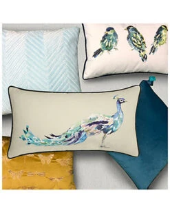Reversible Ribbon Peacock Decorative Lumbar Decorative Pillow -Throw Pillows Discount 3030591169 RLLD 4