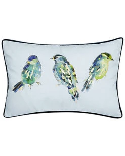 Reversible Ribbon Blue Birds Lumbar Decorative Pillow