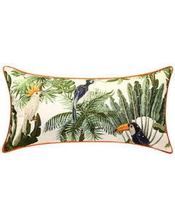 Reversible Wild Kingdom Tropical Lumbar Decorative Pillow