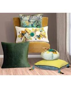 Arvest Velvet Pumpkin Pillow With Embroidered Leaves -Throw Pillows Discount 3030723399 RLLD 3