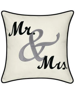 Celebrations Mr. & Mrs. Cursive Embroidered Applique Pillow