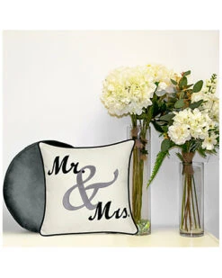 Celebrations Mr. & Mrs. Cursive Embroidered Applique Pillow -Throw Pillows Discount 3030723409 RLLD 3
