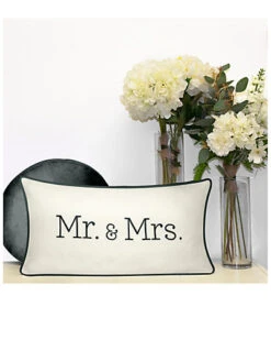 Celebrations Mr. & Mrs. Embroidered Decorative Pillow -Throw Pillows Discount 3030723410 RLLD 3