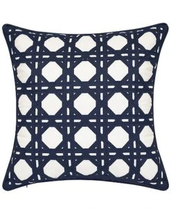 Indoor/Outdoor Geometric Rattan Decorative Pillow