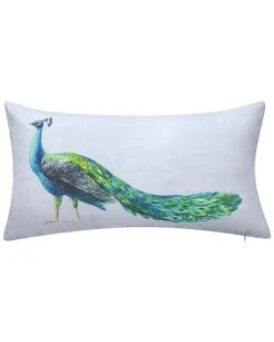 Indoor/Outdoor Dramatic Peacock Lumbar Decorative Pillow