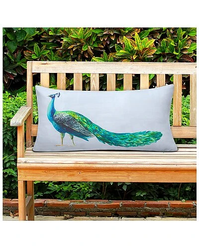Indoor/Outdoor Dramatic Peacock Lumbar Decorative Pillow 6 Indoor/Outdoor Dramatic Peacock Lumbar Decorative Pillow - Image 4
