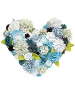 Indoor/Outdoor Floral Heart Shaped Dimensional Decorative Pillow