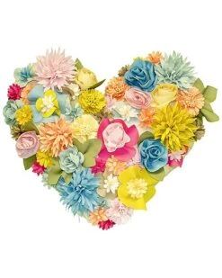 @Home Indoor & Outdoor Floral Heart Shaped Dimensional Decorative Pillow