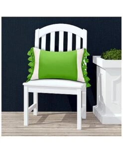 Indoor/Outdoor Colorblock Tassel Fringe Lumbar Decorative Pillow -Throw Pillows Discount 3030966203 RLLD 3
