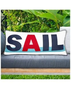 @Home Indoor & Outdoor Bold Sail Reversible Nautical Lumbar Decorative Pillow -Throw Pillows Discount 3030966209 RLLD 3