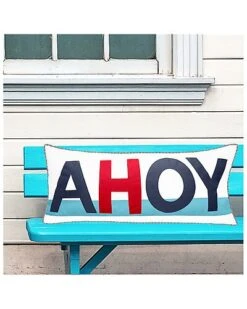 @Home Indoor & Outdoor Bold Ahoy Reversible Nautical Lumbar Decorative Pillow -Throw Pillows Discount 3030966210 RLLD 3