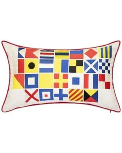 @Home Indoor & Outdoor Nautical Flags Reversible Lumbar Decorative Pillow
