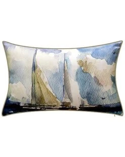 @Home Indoor & Outdoor Watercolor Sailboats Decorative Pillow