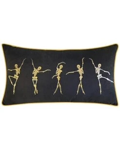 Alloween Velvet Gold Dancing Skeletons Decorative Pillow