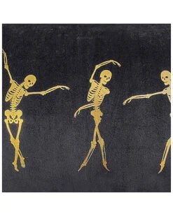 Alloween Velvet Gold Dancing Skeletons Decorative Pillow -Throw Pillows Discount 3050098915 RLLD 3