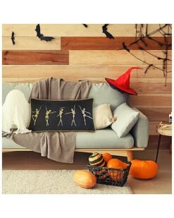 Alloween Velvet Gold Dancing Skeletons Decorative Pillow -Throw Pillows Discount 3050098915 RLLD 4