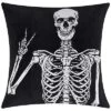 @Home Halloween Velvet Peace Skeleton Decorative Pillow -Throw Pillows Discount 3050098916 RLLD 1
