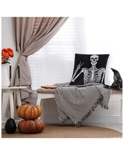 @Home Halloween Velvet Peace Skeleton Decorative Pillow -Throw Pillows Discount 3050098916 RLLD 5