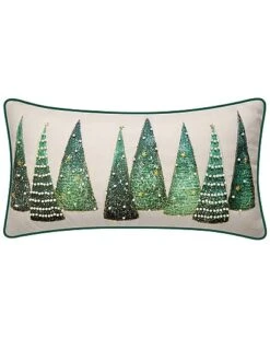 Modern Christmas Trees With Pearls & Embroidery Decorative Pillow
