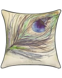 Watercolor Peacock Feather Decorative Pillow
