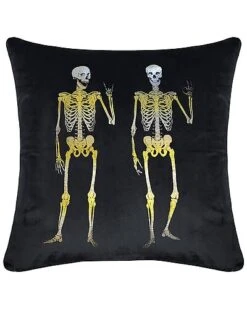 @Home Velvet Halloween Rocker Skeletons Decorative Pillow