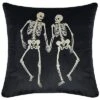 @Home Edie@Home Velvet Halloween Gentleman Skeletons Decorative Pillow