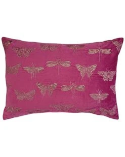 @Home Edie@Home Embroidered Butterfly Moth Decorative Throw Pillow