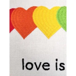 12"x12" 'Love Is Love Hearts' Embroidered Pride Square Throw Pillow Rainbow/Cream - Edie@Home