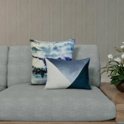 14"x21" Oversize Triangle Colorblock Decorative Lumbar Throw Pillow Blue - Edie@Home: Velvet, Feather-Filled, Zippered 13 14"x21" Oversize Triangle Colorblock Decorative Lumbar Throw Pillow Blue - Edie@Home: Velvet, Feather-Filled, Zippered -Throw Pillows Discount GUEST 24ada535 bcd5 469c a8b1 edc46746dbaf