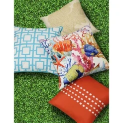 18" X 18" Embroidered Printed Coral Patio Throw Pillow - Edie@Home -Throw Pillows Discount GUEST 30ca0caa 8e3a 4139 a8c3 485b6293f4aa
