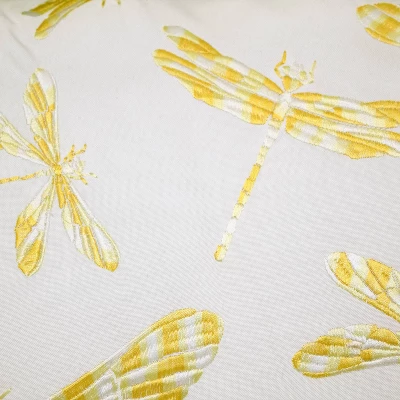 Embroidered Dragonflies Rectangular Indoor/Outdoor Throw Pillow Citron/White - Edie@Home: Decorative Accent For Patio & Couch 4 Embroidered Dragonflies Rectangular Indoor/Outdoor Throw Pillow Citron/White - Edie@Home: Decorative Accent For Patio & Couch - Image 2