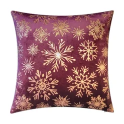 18"x18" Snowflakes Velvet Foil Printed Holiday Square Throw Pillow - Edie@Home -Throw Pillows Discount GUEST 457f16ea 8a5d 42e7 8ae6 37012010a5a5